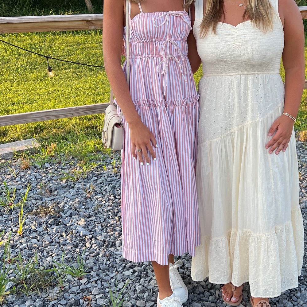 Pink and white striped dress